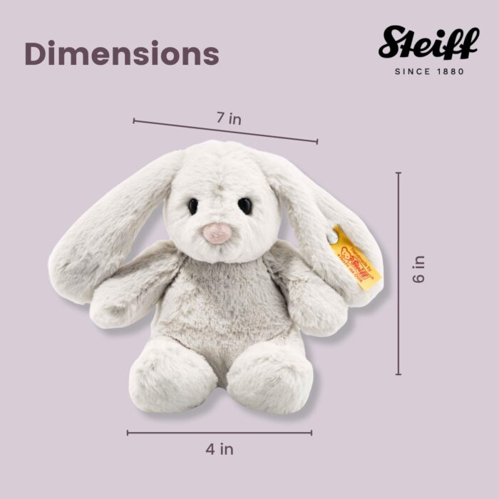 Steiff Hoppie Hase 18 cm hellgrau, Plüschtier Hase mit Schlappohren, Soft Cuddly Friends, flauschiges Stofftieruscheln – Bild 2