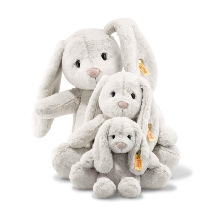 Steiff Hoppie Hase 18 cm hellgrau, Plüschtier Hase mit Schlappohren, Soft Cuddly Friends, flauschiges Stofftieruscheln – Bild 5